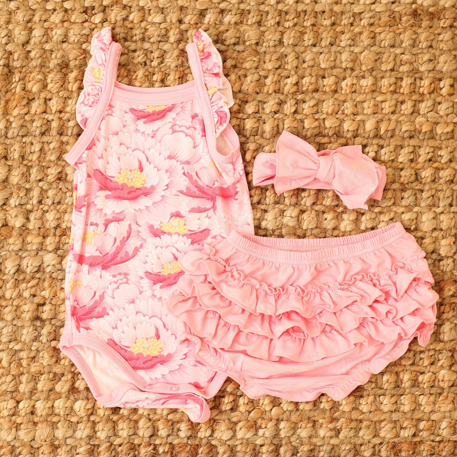 Bestaroo - Bamboo - Blush Dreams Floral Ruffle Bloomer Set