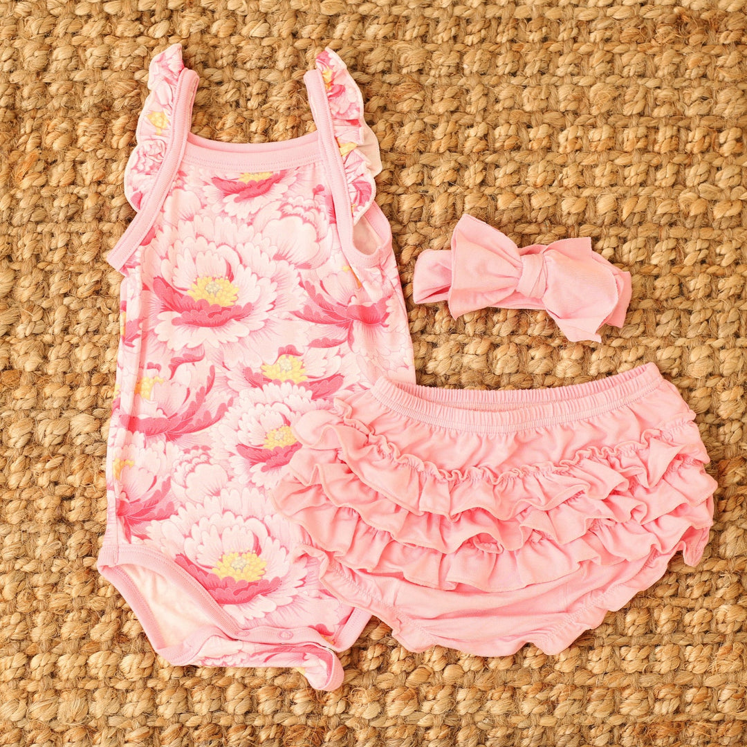 Bestaroo - Bamboo - Blush Dreams Floral Ruffle Bloomer Set
