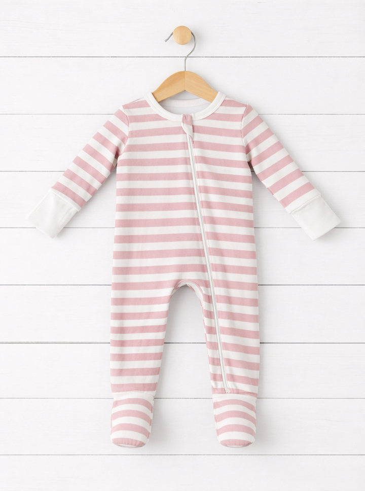 Bestaroo - Bamboo - Blush Stripes Footie