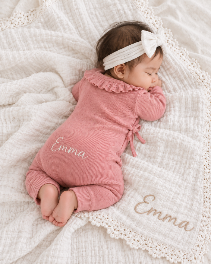 Ruffle Knit Romper in Dusty Rose