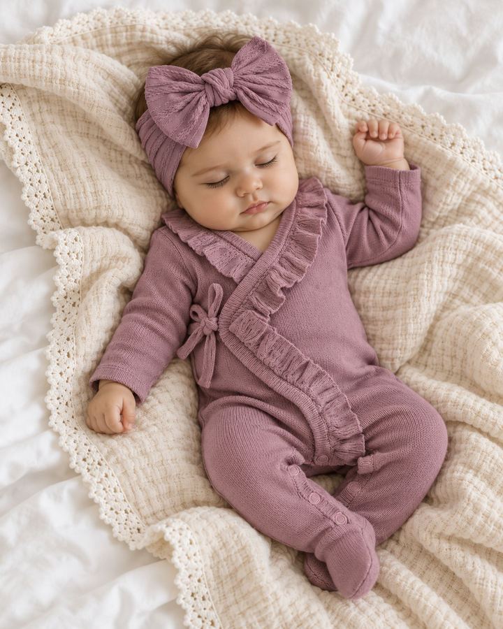 Large Soft Cable Knit Bow