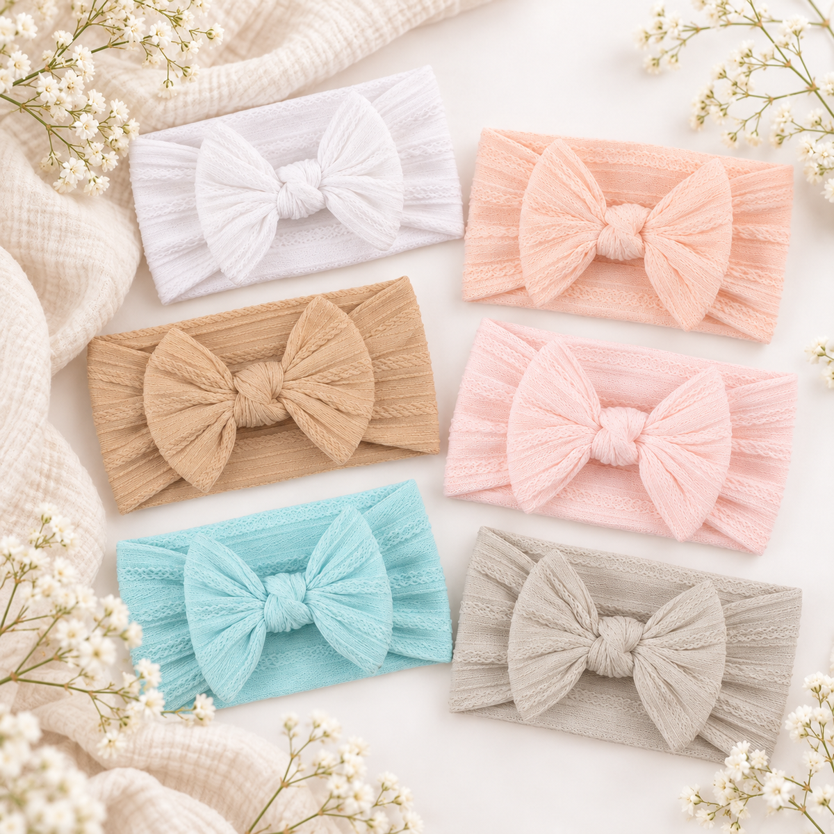 Large Soft Cable Knit Bow