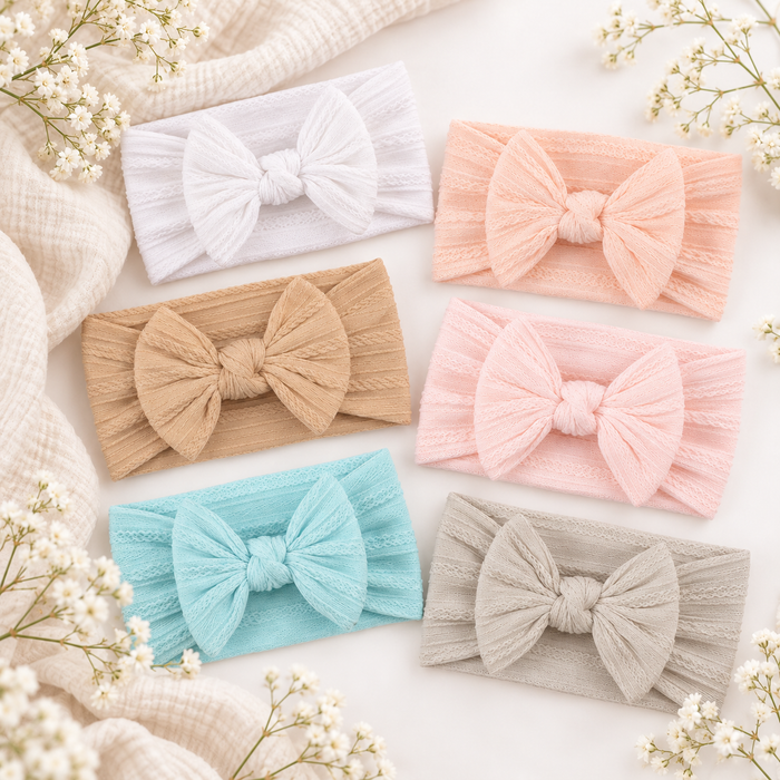 Large Soft Cable Knit Bow