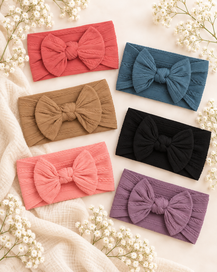 Large Soft Cable Knit Bow