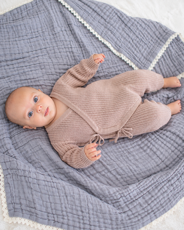 Chunky Knit Romper in Stone