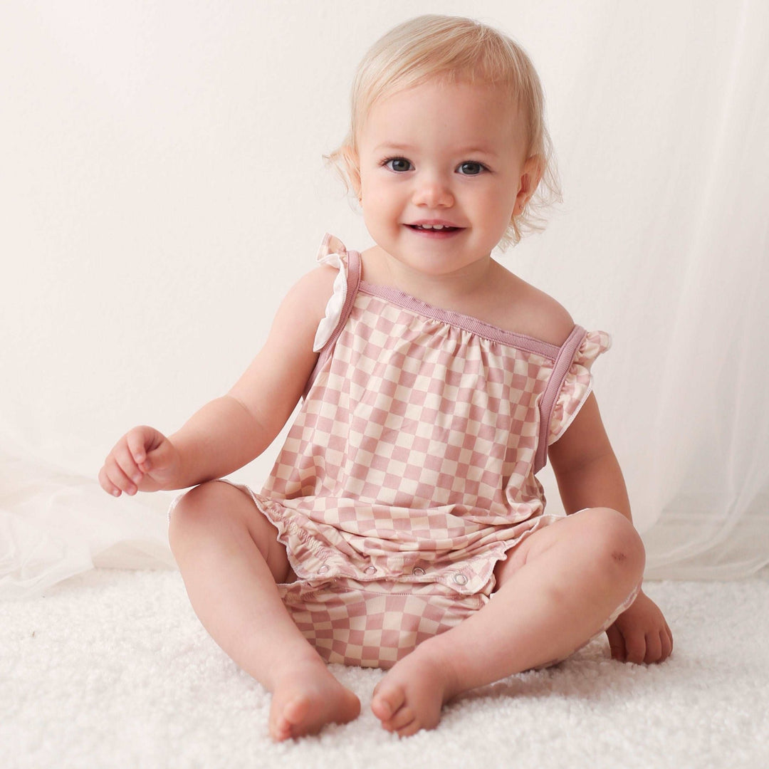 Bestaroo - Checkers in Pink Bubble Romper