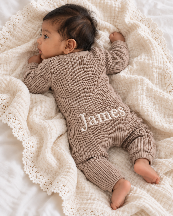 Bestaroo - Bamboo - Chunky Knit Romper in Stone