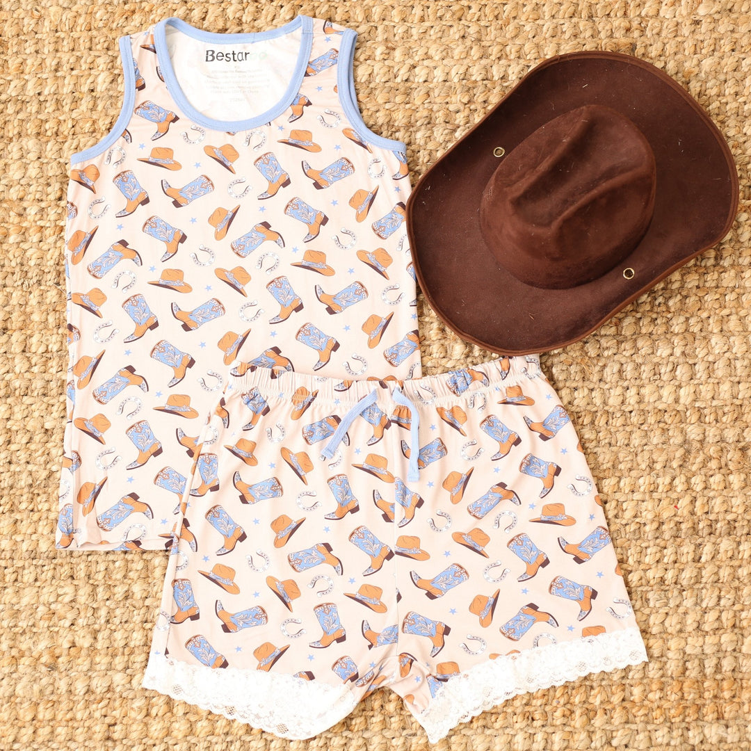 Bestaroo - Cuddle Up Cowboy Mom Shorts set