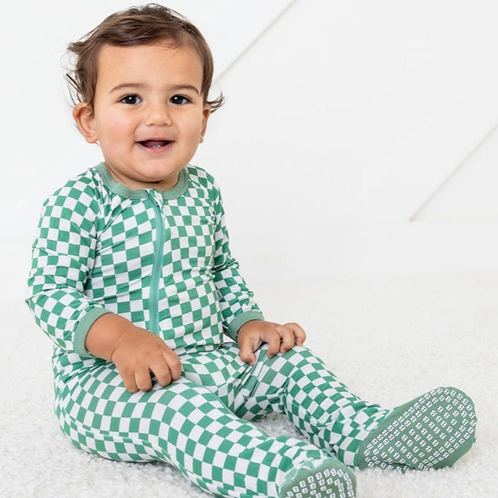 Bestaroo - Bamboo - Emerald Checks Footie