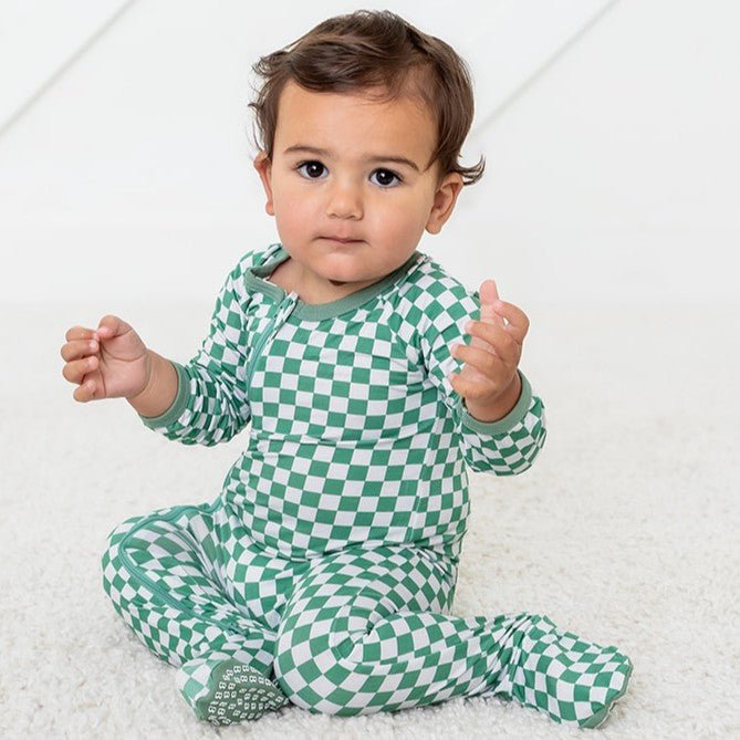 Bestaroo - Bamboo - Emerald Checks Footie