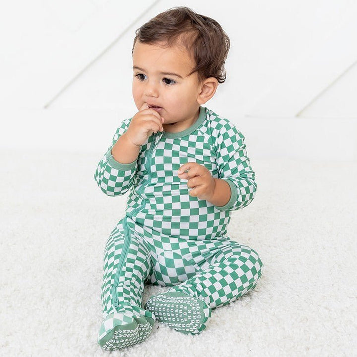 Bestaroo - Bamboo - Emerald Checks Footie