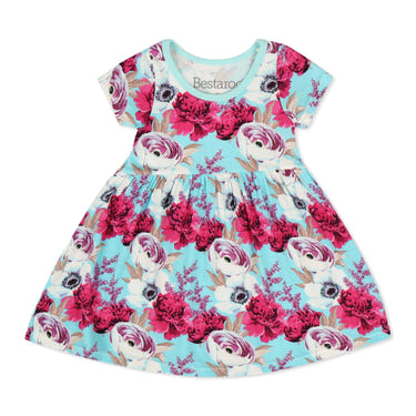 Bestaroo - Bamboo - Floral Magenta Aqua Splash Dress