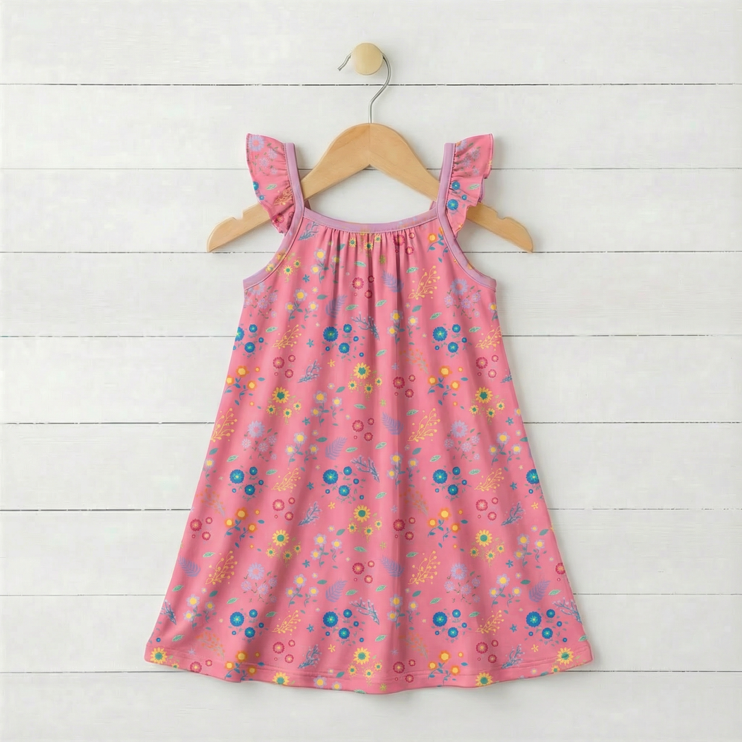 Bestaroo - Bamboo - Flower Confetti Flutter Sleeve Dress