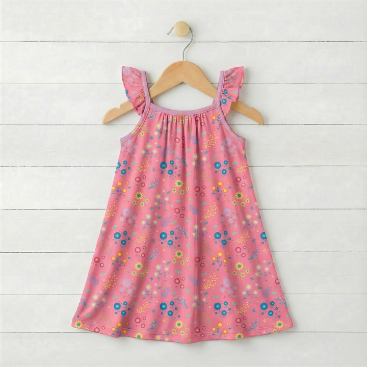 Bestaroo - Bamboo - Flower Confetti Flutter Sleeve Dress