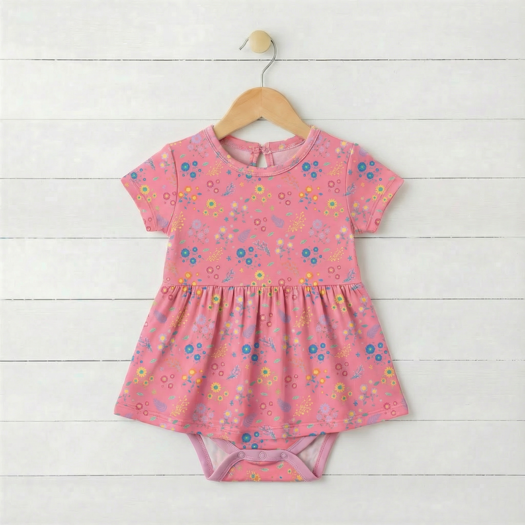 Bestaroo - Bamboo - Flower Confetti S/S Bodysuit Dres