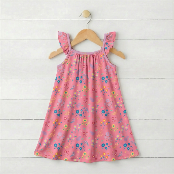 Flower Confetti Flutter Sleeve Dress - Bestaroo