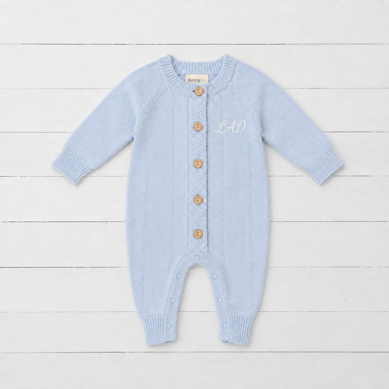Pointelle Knit Romper in Powder Blue