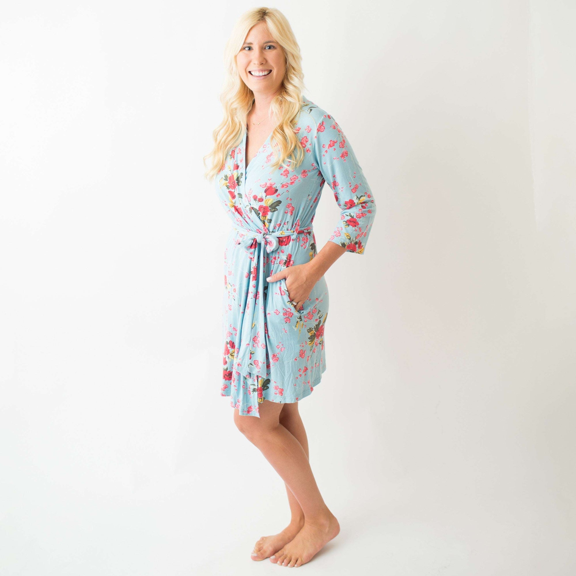 Cherry Blossom Teal Robe