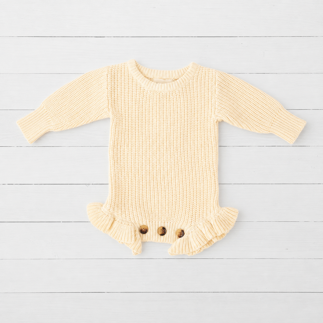 Bestaroo - Bamboo - Knit Baby Romper in Buttercream