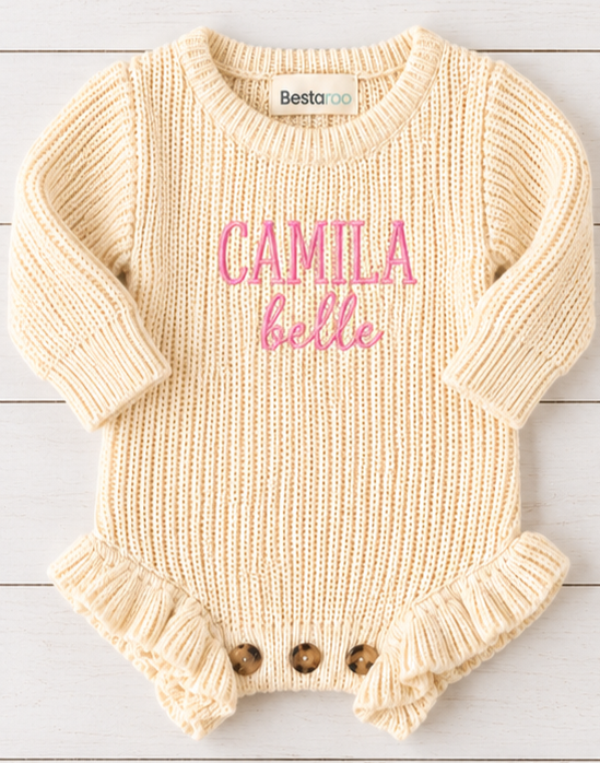Bestaroo - Bamboo - Knit Baby Romper in Buttercream