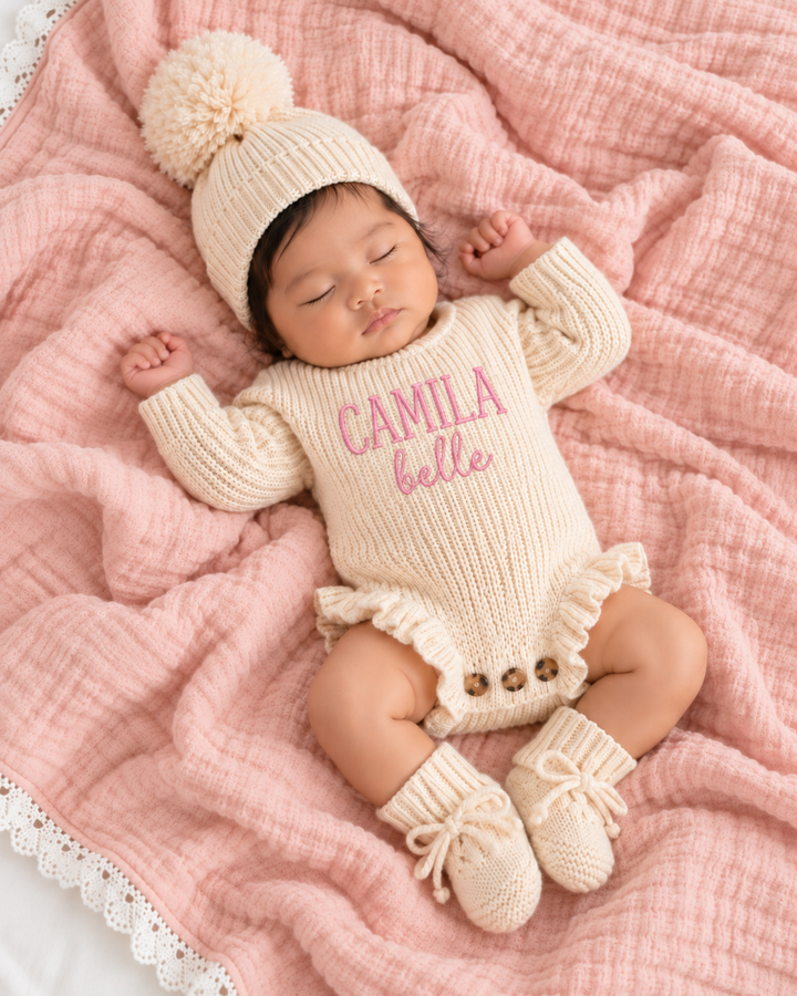 Bestaroo - Bamboo - Knit Baby Romper in Buttercream