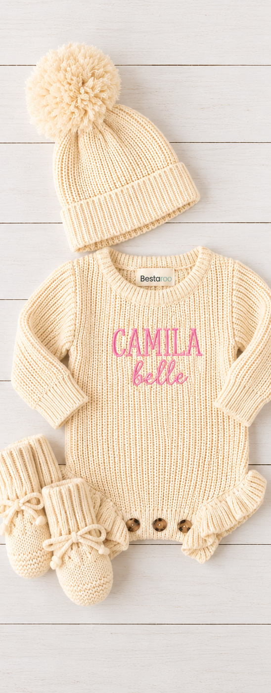Bestaroo - Bamboo - Knit Baby Romper in Buttercream