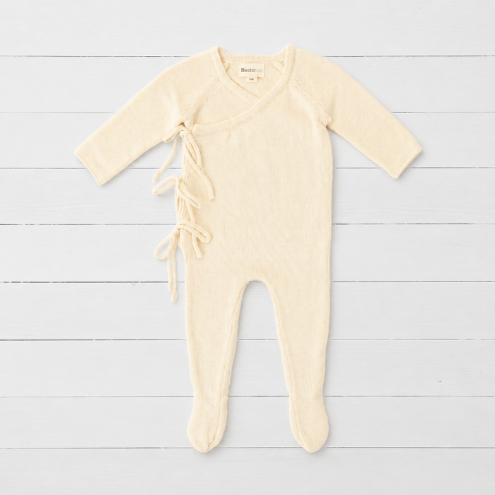 Bestaroo - Bamboo - Knit Tie Wrap Romper in Buttercream