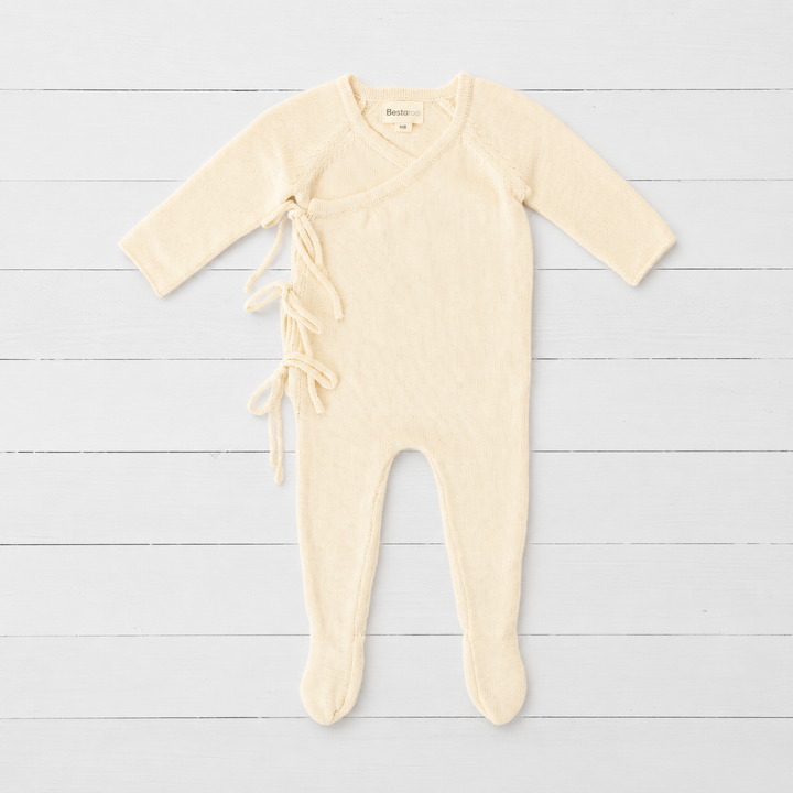 Bestaroo - Bamboo - Knit Tie Wrap Romper in Buttercream