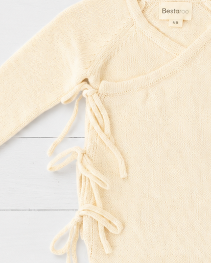 Bestaroo - Bamboo - Knit Tie Wrap Romper in Buttercream
