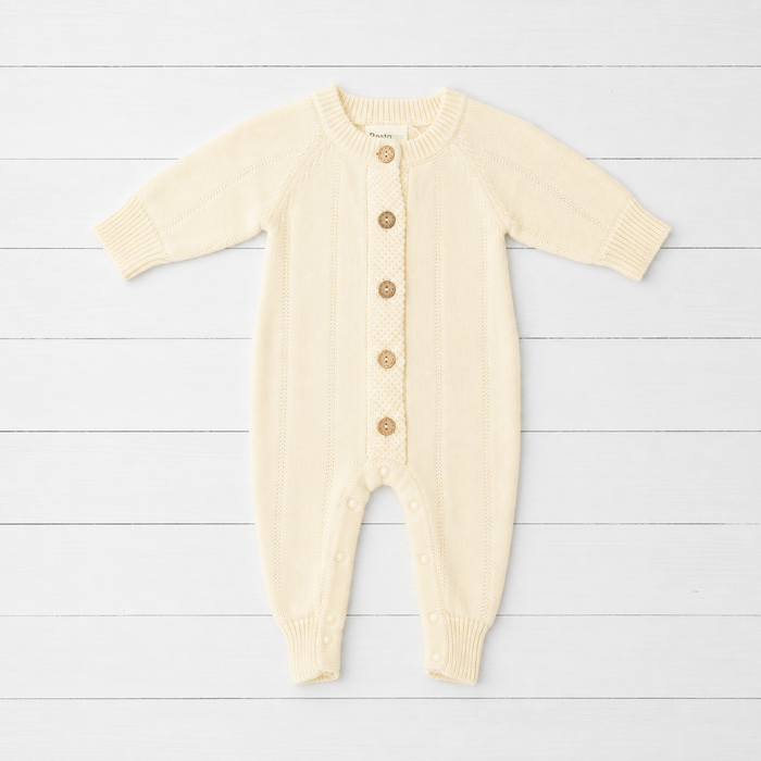 Pointelle Knit Romper in Buttercream