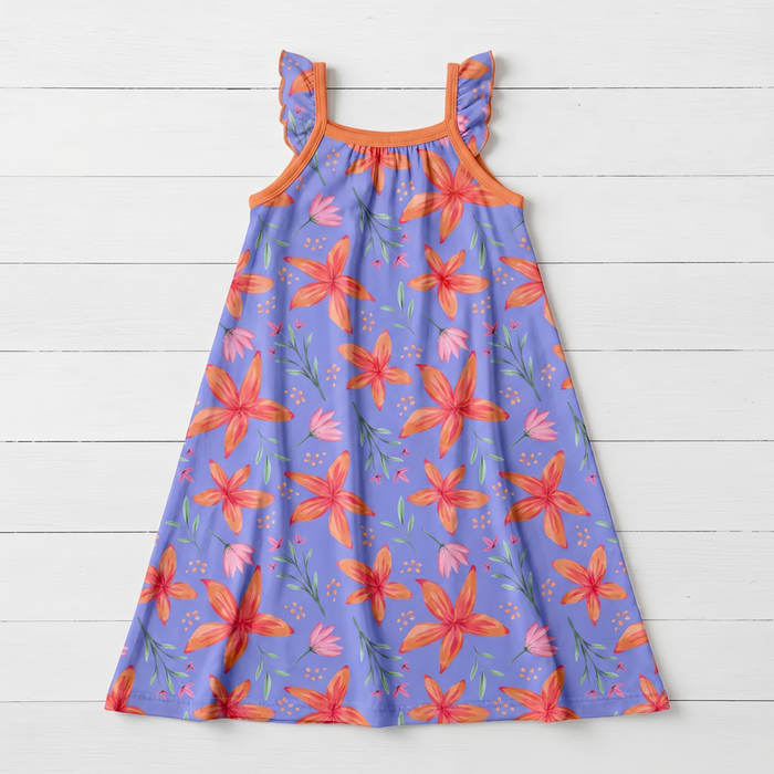 Lavender Leilani Flutter Sleeve Dress - Bestaroo
