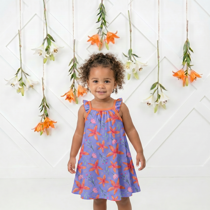 Lavender Leilani Flutter Sleeve Dress - Bestaroo