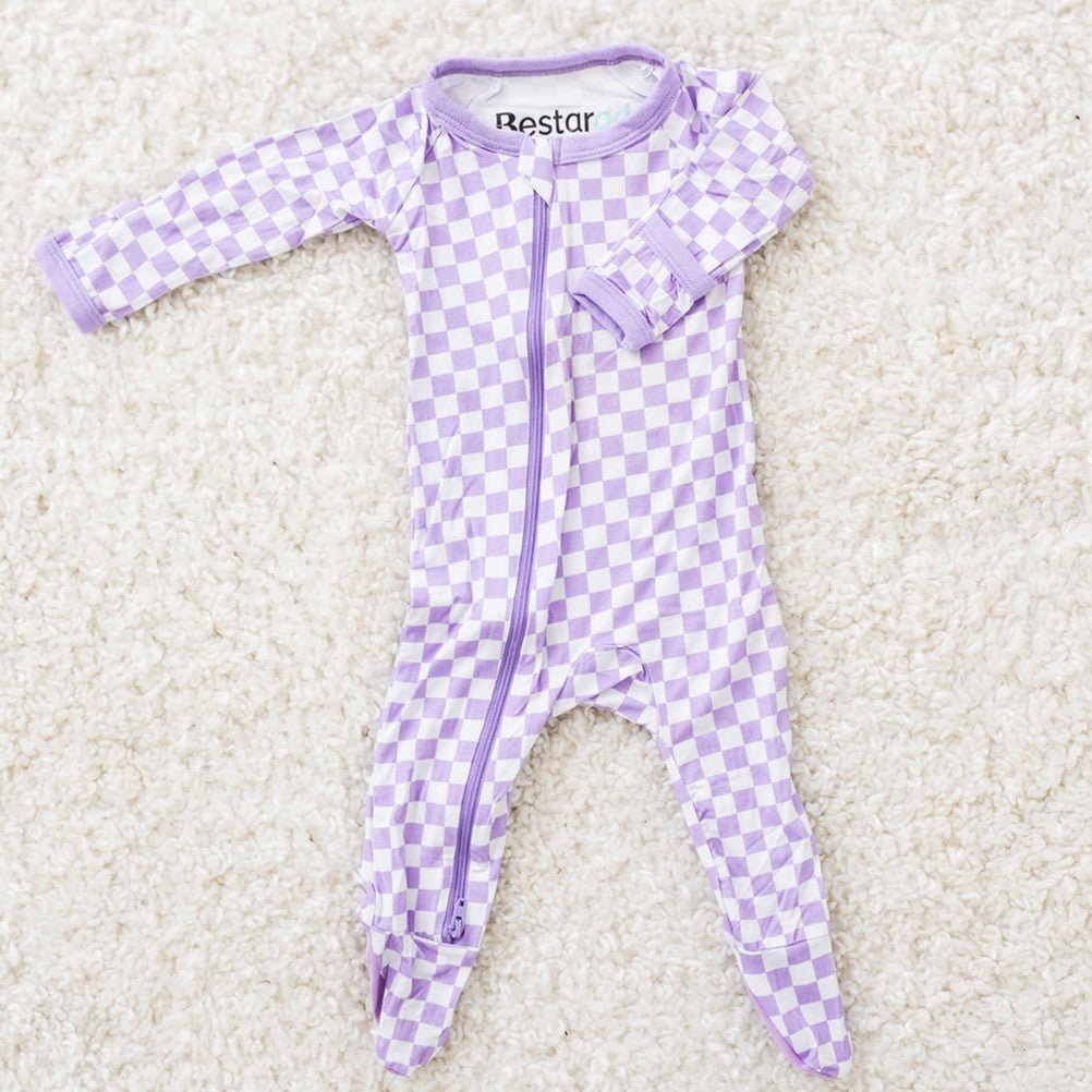Bestaroo - Bamboo - Lilac Checks Footie