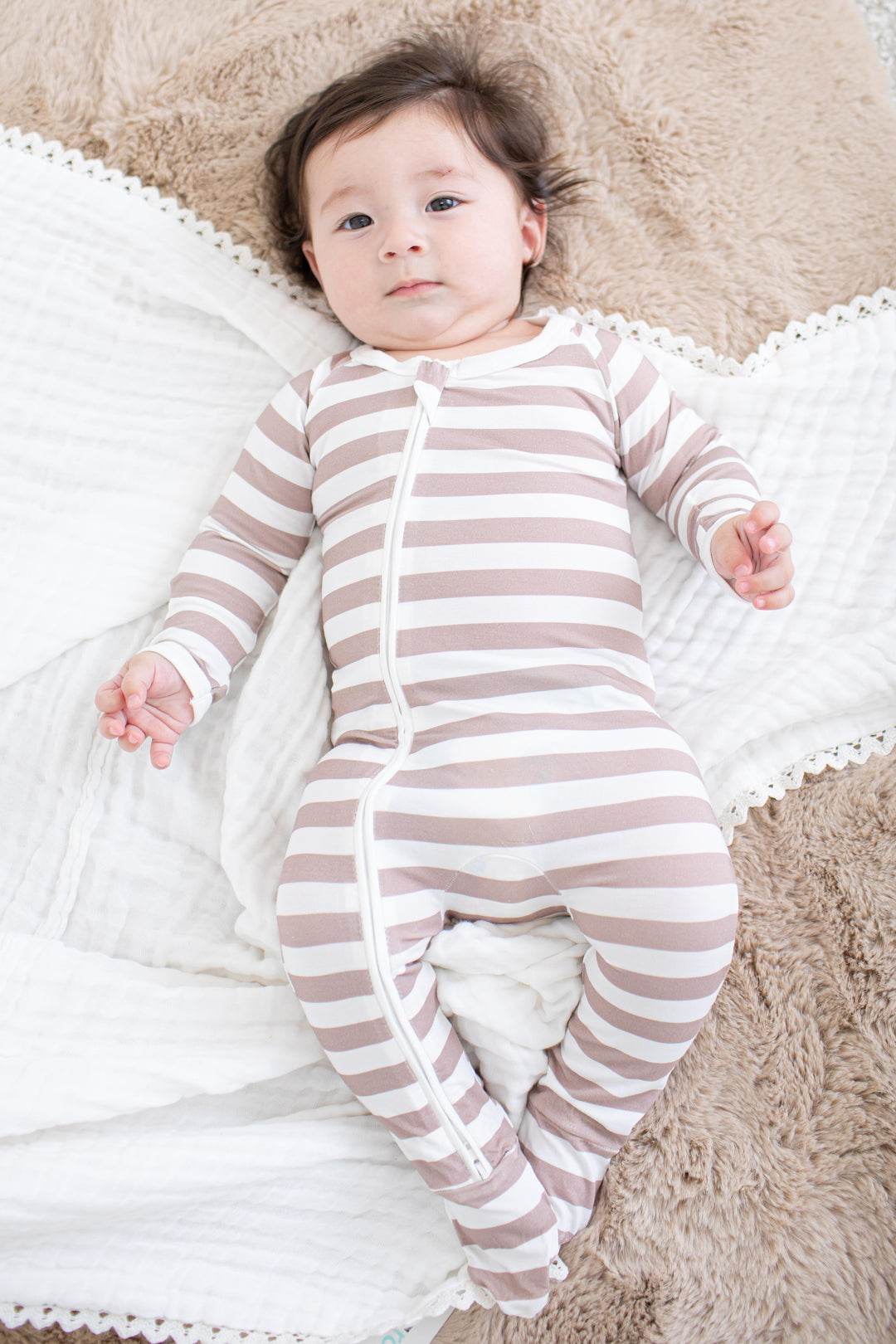 Bestaroo - Bamboo - Mocha Stripes Footie