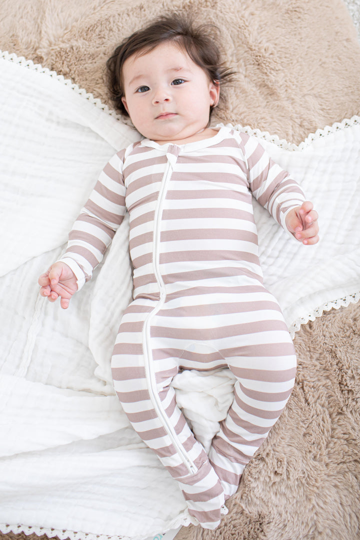 Bestaroo - Bamboo - Mocha Stripes Footie