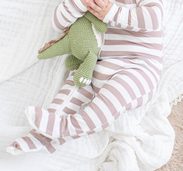 Bestaroo - Bamboo - Mocha Stripes Footie