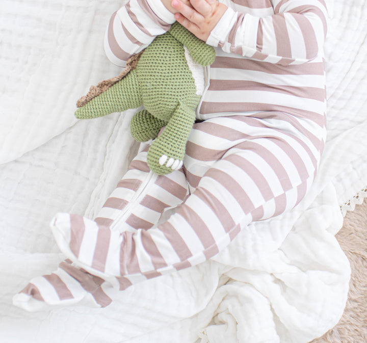 Bestaroo - Bamboo - Mocha Stripes Footie