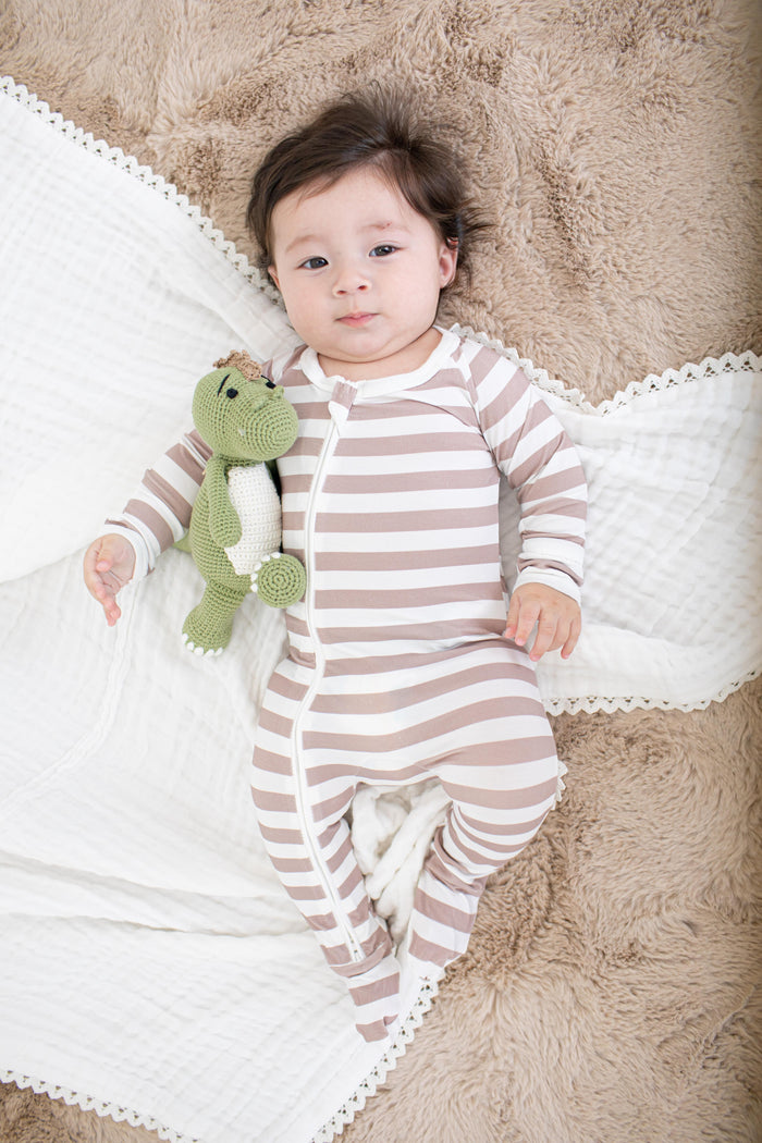 Bestaroo - Bamboo - Mocha Stripes Footie