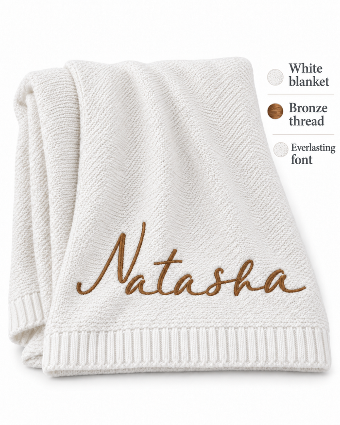 Embroidered Knit Blanket