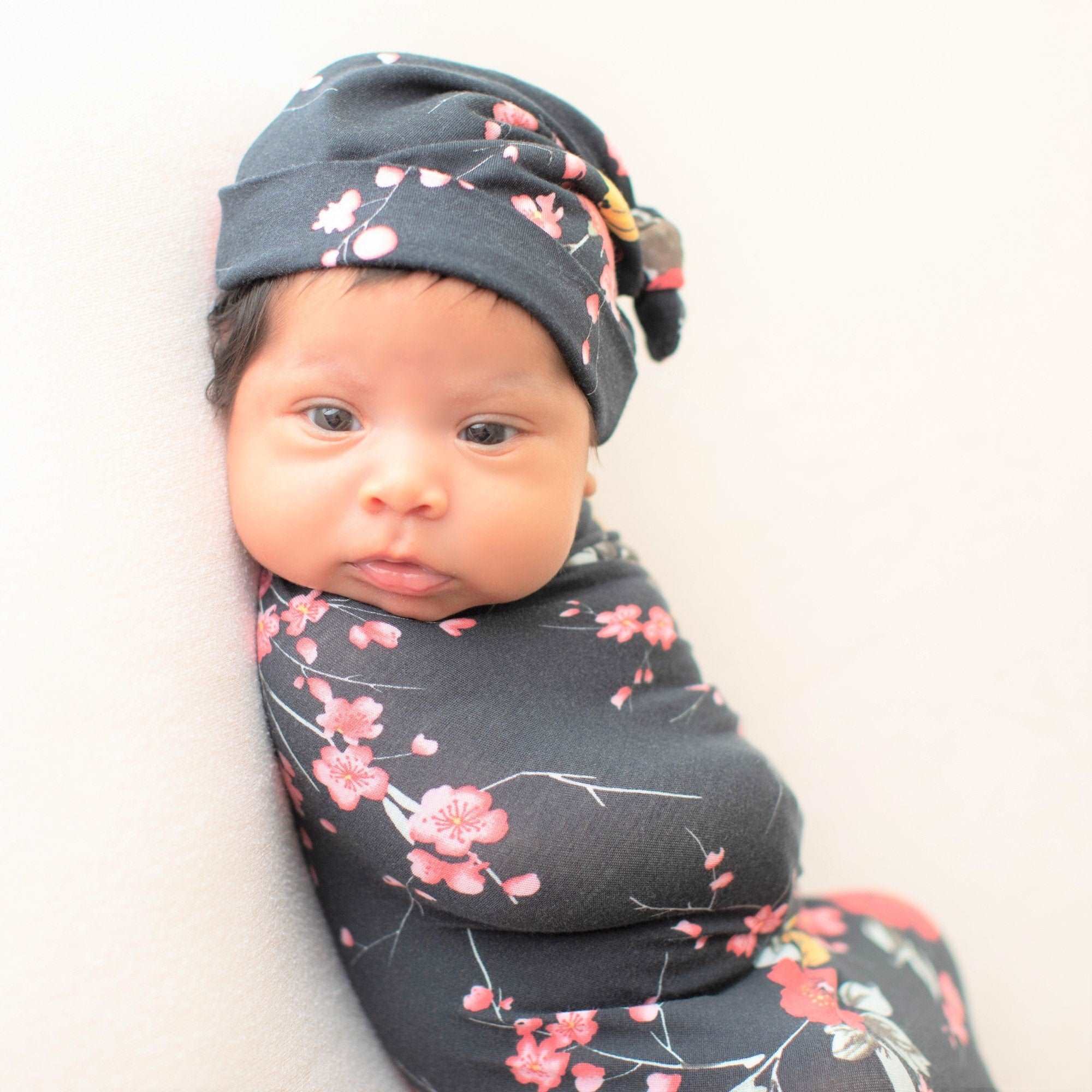 Cherry Blossom Black Swaddle