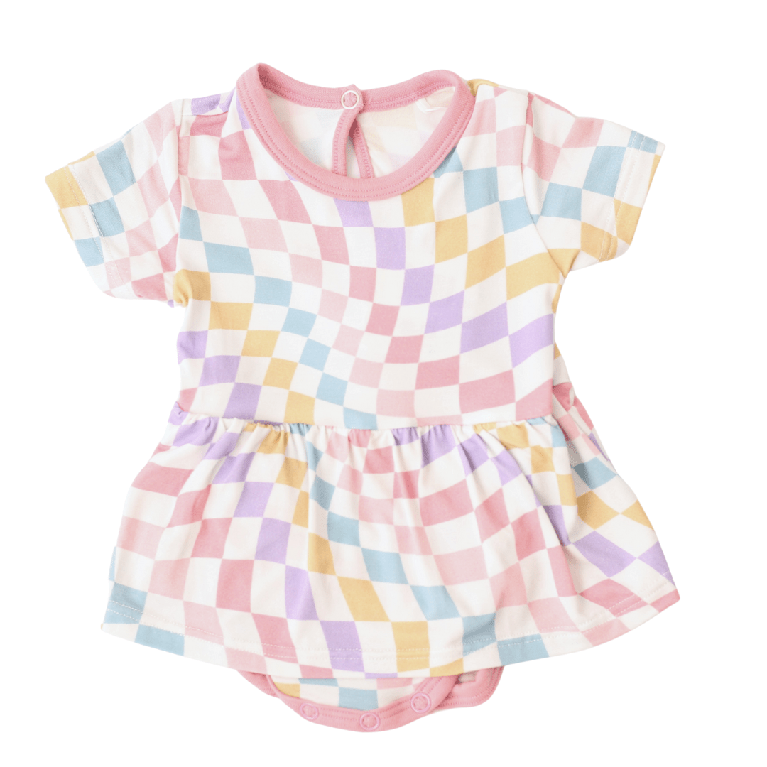 Bestaroo - Bamboo - Pastel Checks Bodysuit Dress