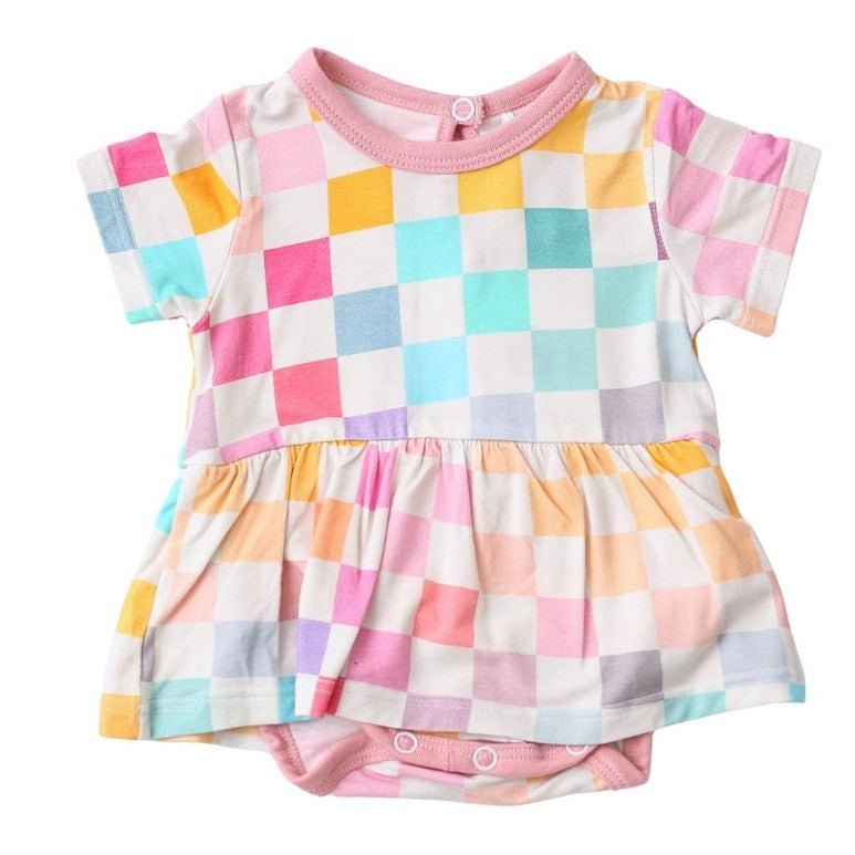 Bestaroo - Bamboo - Pastel Checks Bodysuit Dress