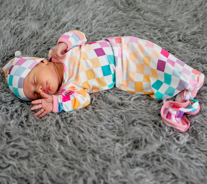 Bestaroo - Bamboo - Pastel Checks Gown & Hat