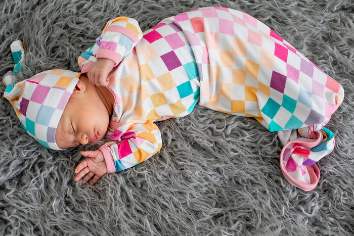 Bestaroo - Bamboo - Pastel Checks Gown & Hat