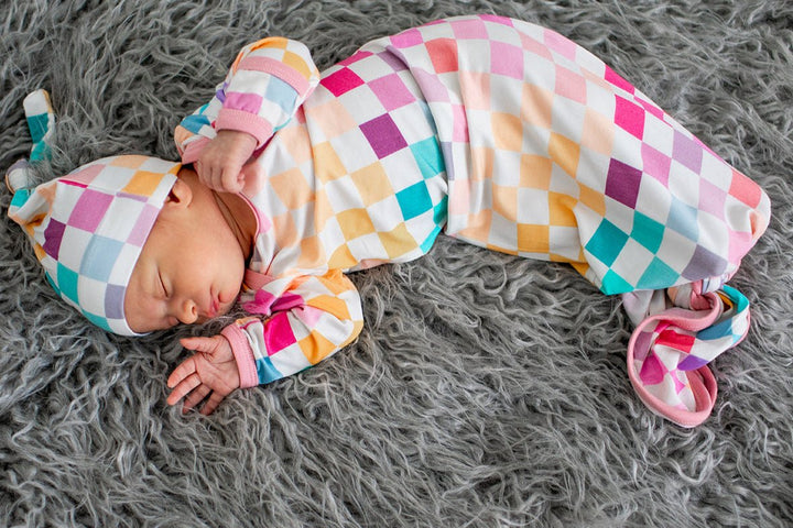 Bestaroo - Bamboo - Pastel Checks Gown &amp; Hat