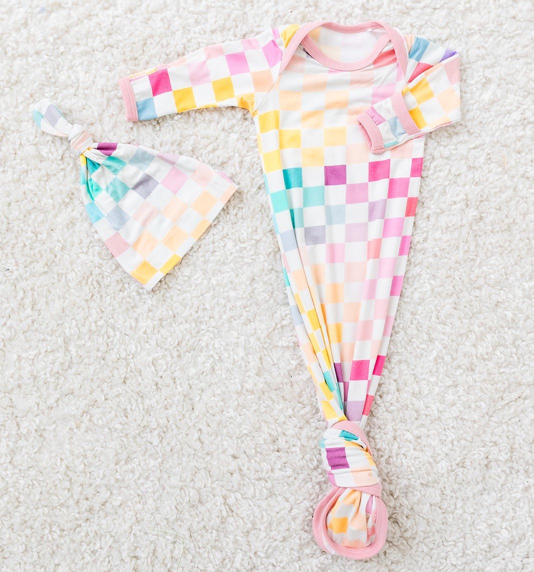 Bestaroo - Bamboo - Pastel Checks Gown &amp; Hat