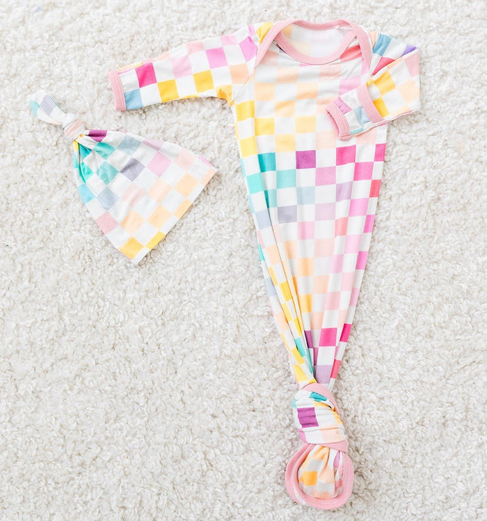 Bestaroo - Bamboo - Pastel Checks Gown & Hat