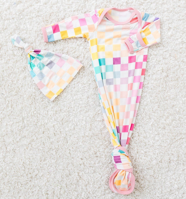 Bestaroo - Bamboo - Pastel Checks Gown &amp; Hat