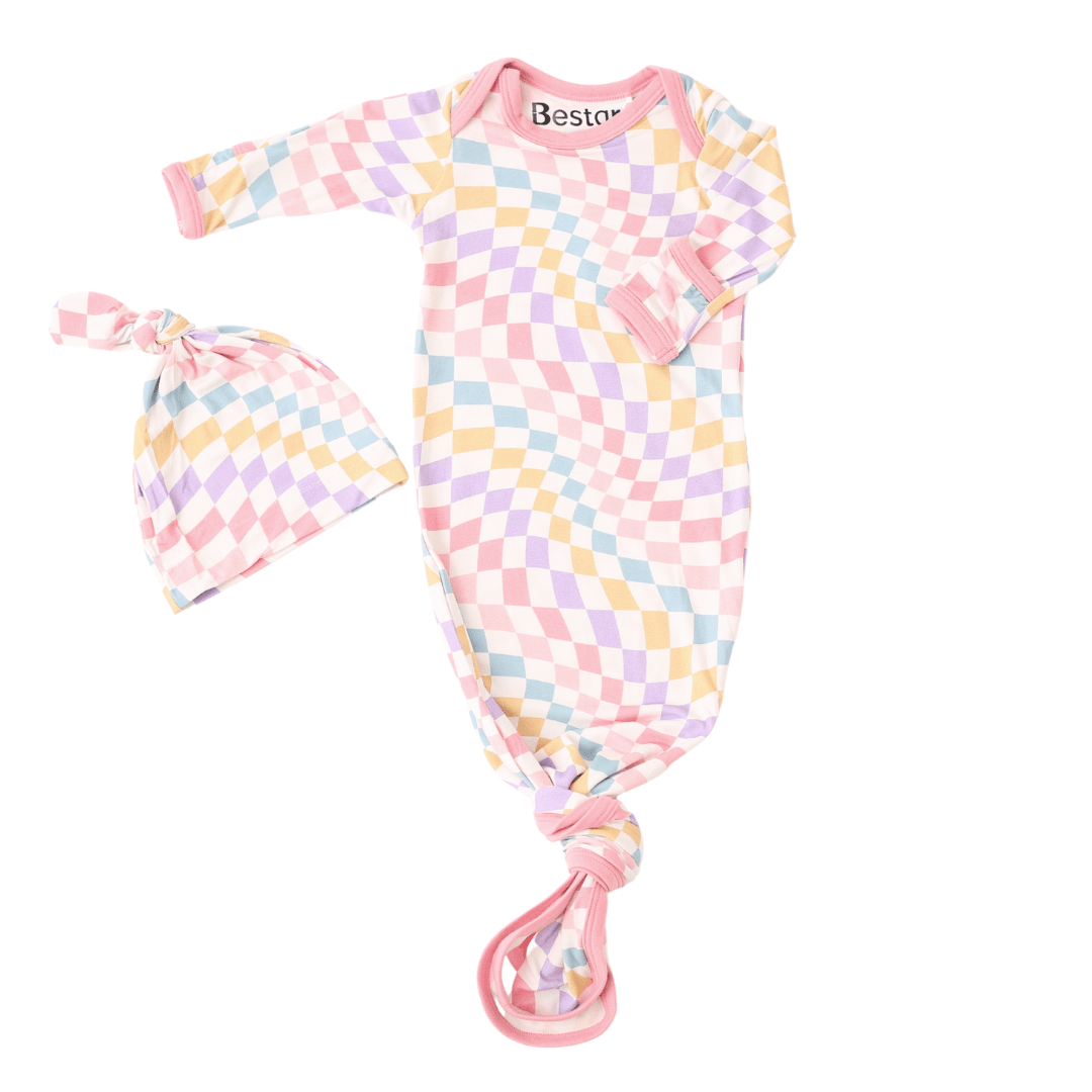Bestaroo - Bamboo - Pastel Checks Gown & Hat
