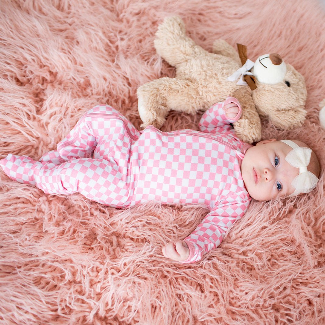 Bestaroo - Bamboo - Pink Checkers Footie